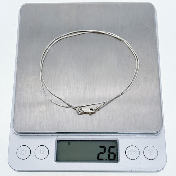 Vintage Italy Sterling Silver 925 1.0mm Snake Chain Necklace 16" - Picture 3 of 3